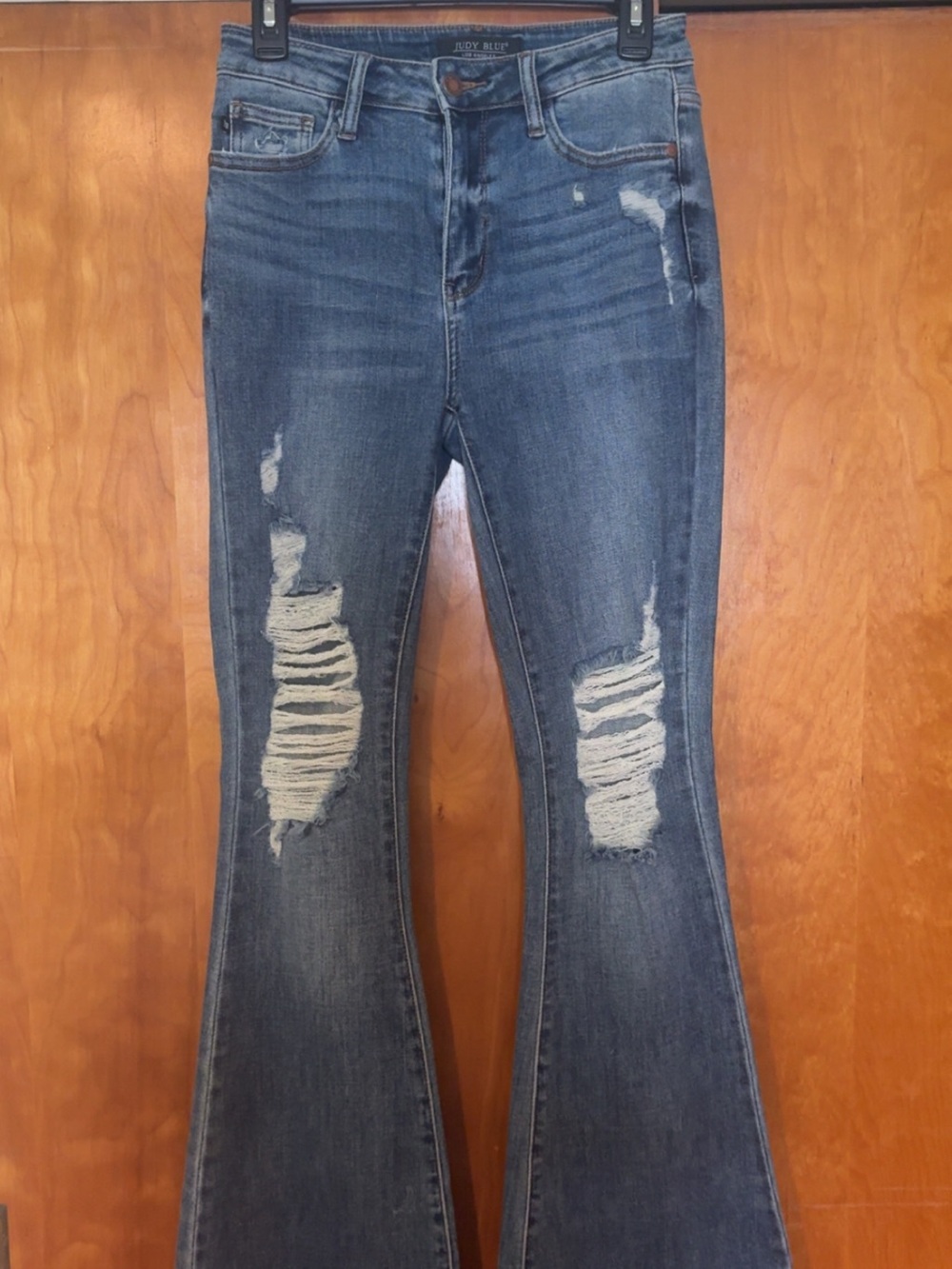 Judy Blue Medium Wash Distressed Flare Jeans